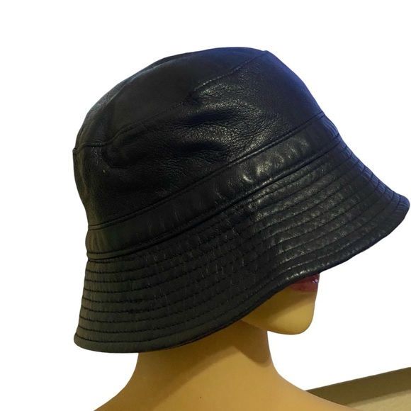 Studio Kokin Bucket Hat Dark Navy Leather Vintage Bucket Hat Fits up to L/XL main image 4